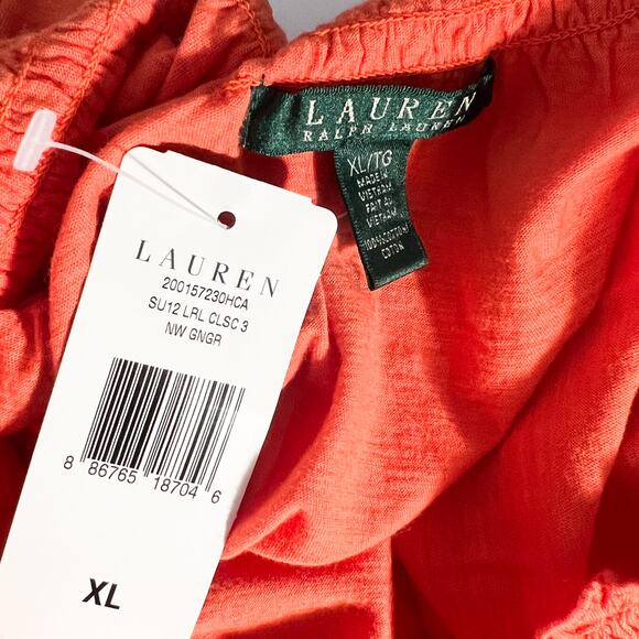 NEW Lauren Ralph Lauren Top Womens XL Mature Basic Preppy Boho Spring Stretch - Picture 5 of 7